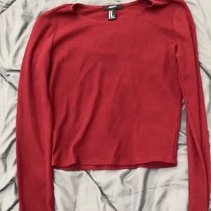 Waffle knit long sleeve crop top